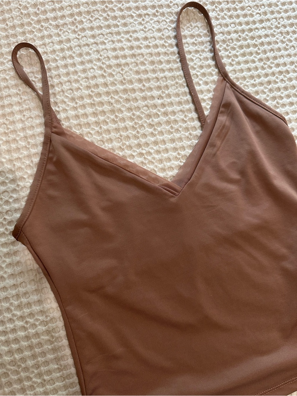 Zara Brown V-Neck Spaghetti Strap Tank Top